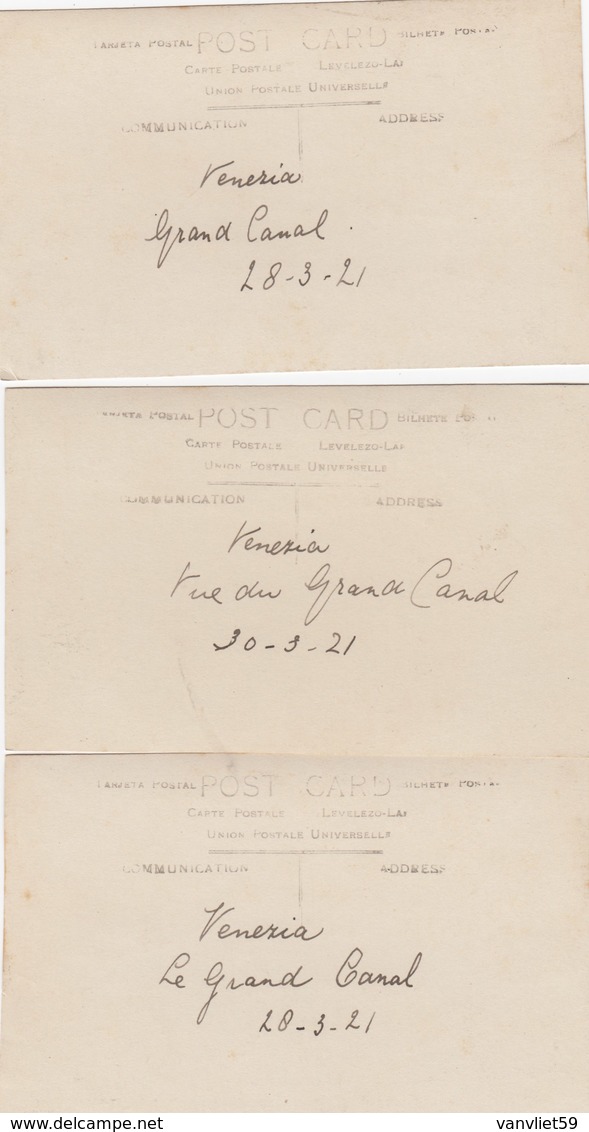 VENEZIA-3 CARTOLINE VERA FOTOGRAFIA-NON VIAGGIATE-DATATE AL RETRO 20--28--30--3-1921 - Venezia (Venice)