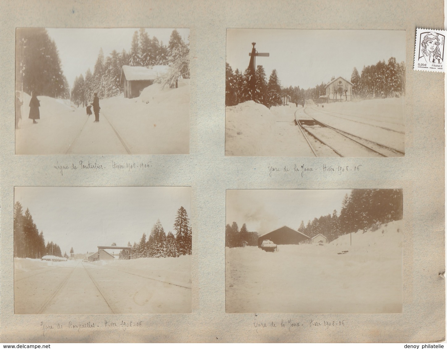 25/ Lot De 4 Photos Le Ligne Pontarlier , Gare De La Joux X2 Et Gare Boujeailles Hiver 1905 1906 - Autres & Non Classés