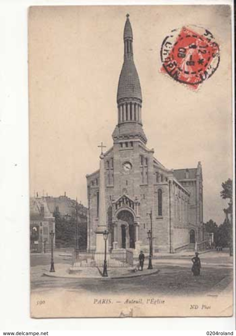 CPA Paris - Auteuil , L'Eglise :  Achat Immédiat - Eglises Et Cathédrales