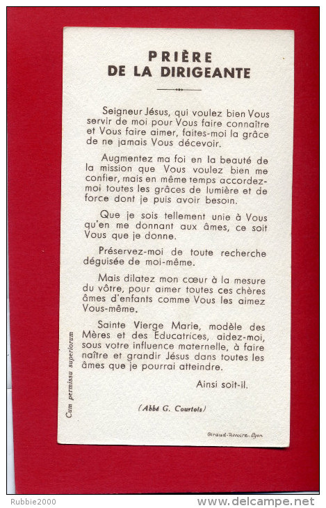 AMES VAILLANTES SCOUTISME IMAGE RELIGIEUSE PRIERE DE LA DIRIGEANTE EN TRES BON ETAT - Altri & Non Classificati