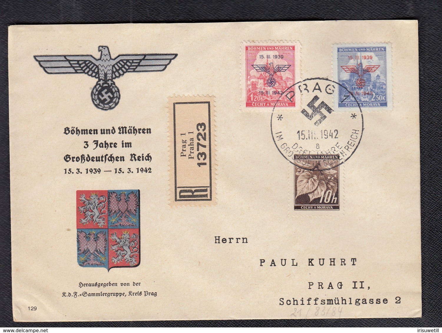 DR Böhmen Mähren R-Brief Prag SSt Nr.83/84 - Besetzungen 1938-45