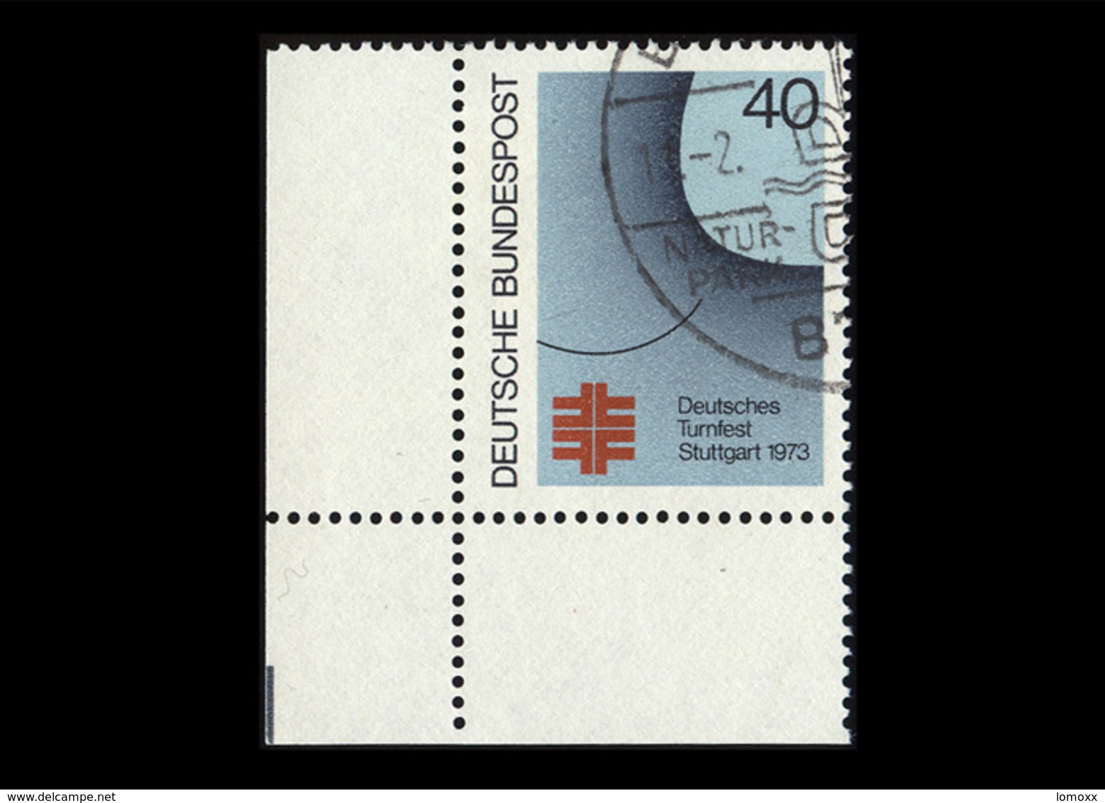 BRD 1973, Michel-Nr. 763, Deutsches Turnfest Stuttgart, 40 Pf., Eckrand Links Unten, Gestempelt - Gebraucht