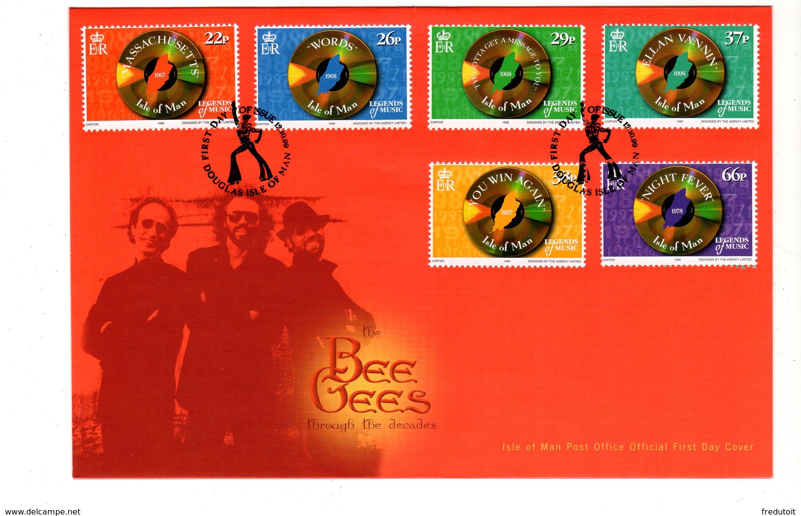 ISLE OF MAN - FDC - 1999 - Les Bee Gees / Musique - Isola Di Man