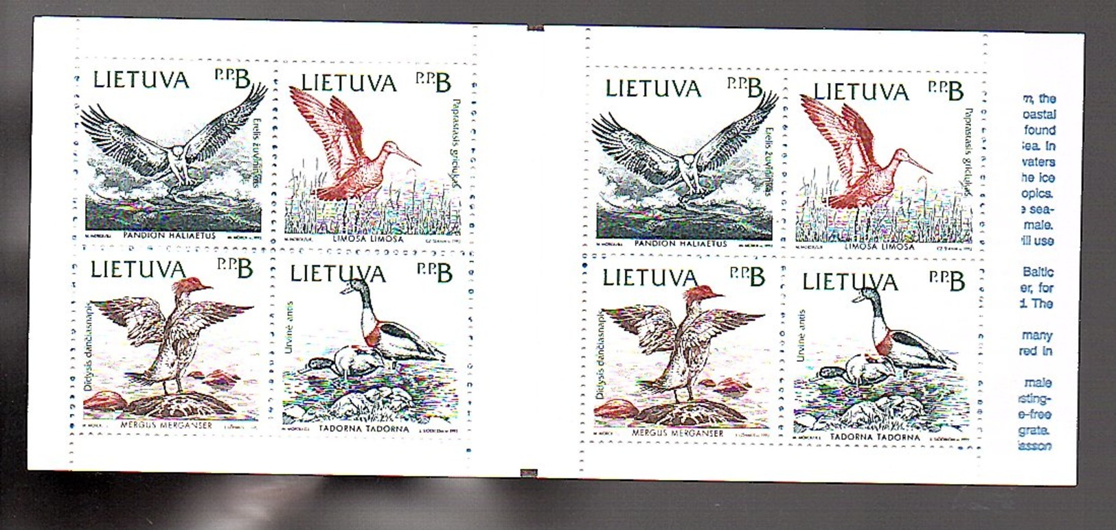 1992 Birds Booklet MNH (b49a) - Litauen