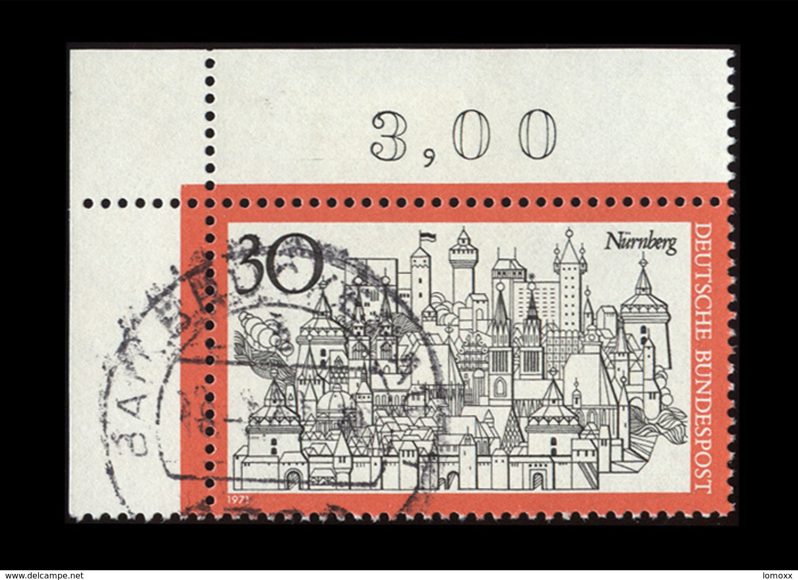 BRD 1971, Michel-Nr. 678, Fremdenverkehr Nürnberg 30 Pf., Eckrand Oben Links, Gestempelt - Used Stamps