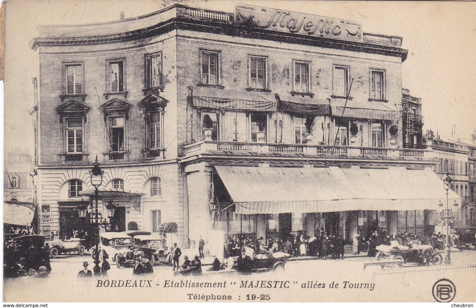 33. BORDEAUX .CPA .RARETÉ. ETABLISSEMENT " MAJESTIC"   ALLÉES DE TOURNY. ANIMATION + TEXTE DU 8-09/06/1922 - Bordeaux