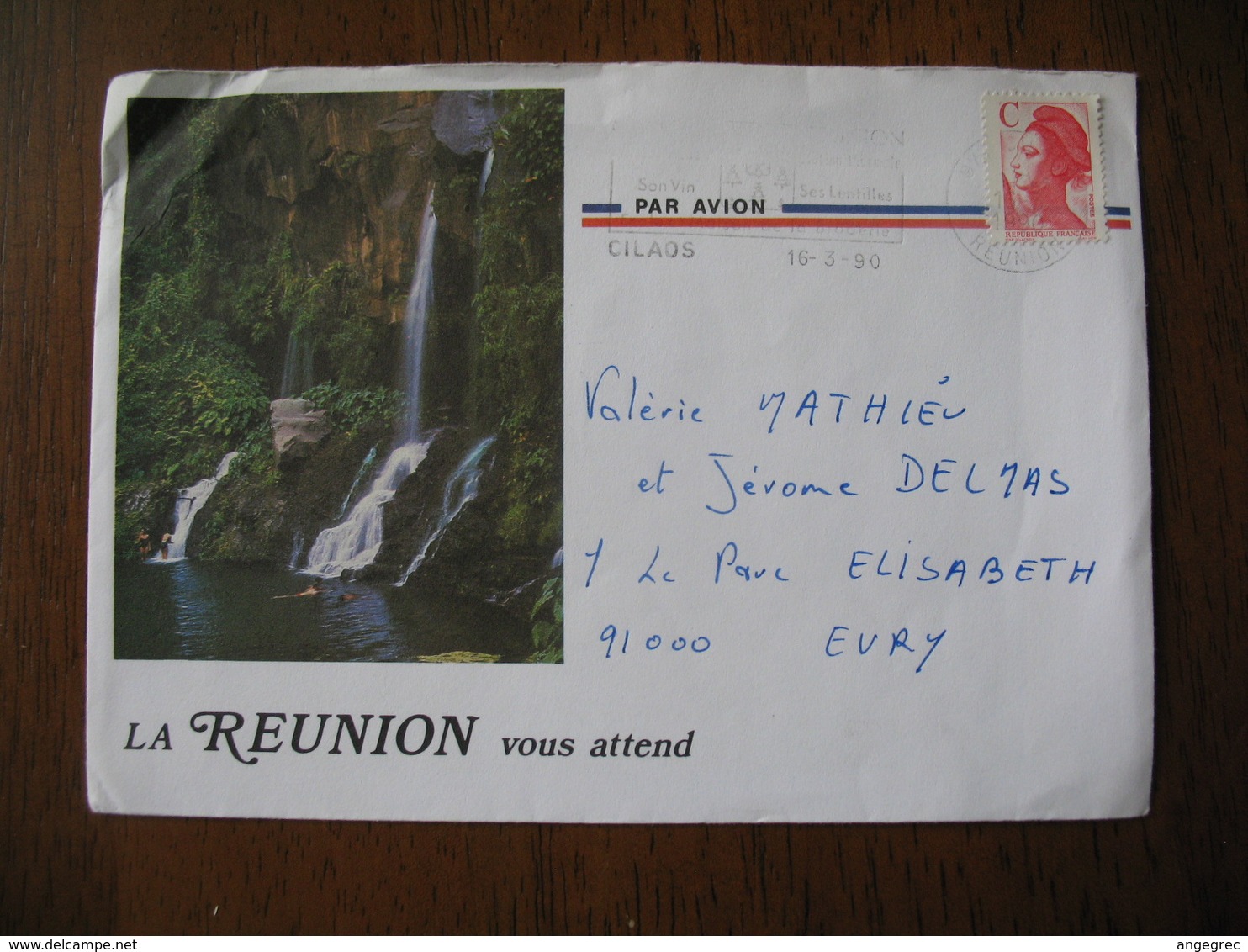 ​Lettre 1990    Ile De La Réunion Par Avion Pour  Evry  Timbre N° 2616 Lettre C - Other & Unclassified