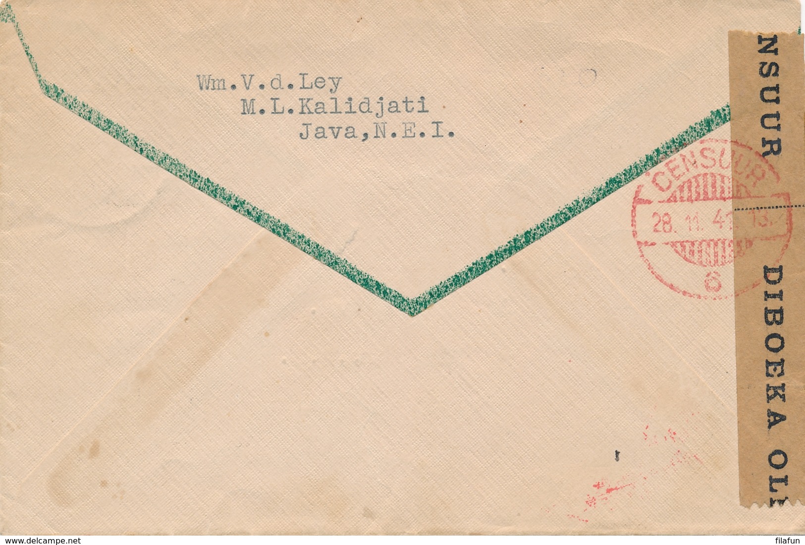 Nederlands Indië - 1941 - 15 Cent Konijnenburg Op Censored Cover Van LB KALIDJATI Naar New York / USA - Nederlands-Indië