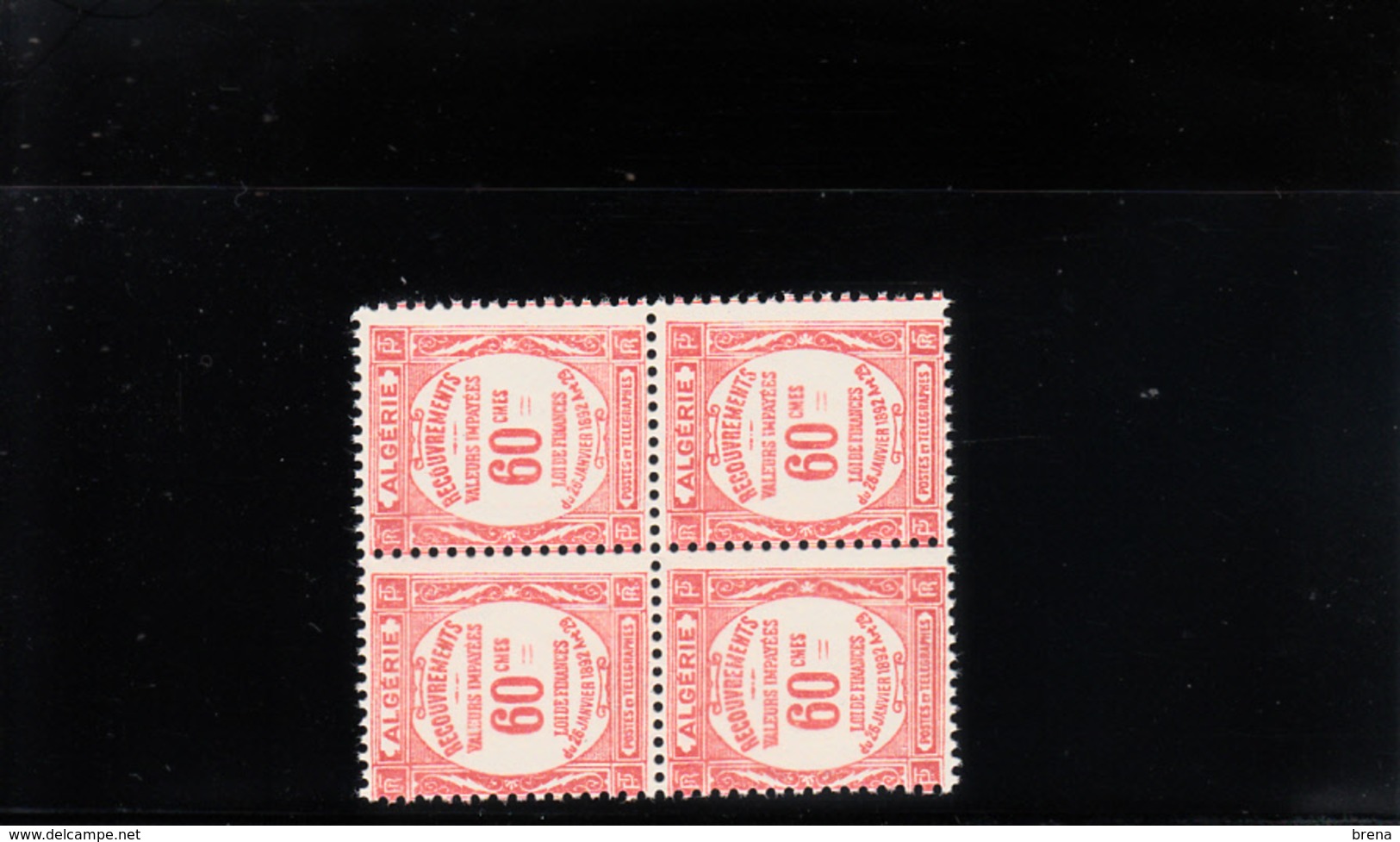 ALGERIE TIMBRES TAXES N° 18  1F LILAS  BLOC DE 4   NEUFS XX - Strafport