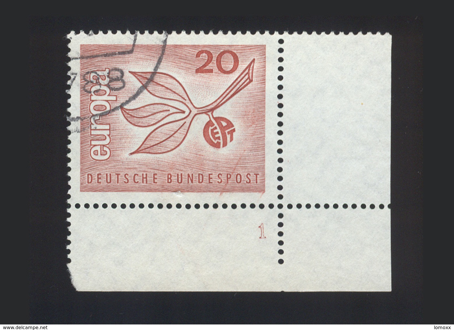 BRD 1965, Michel-Nr. 484, Europa 1965, 20 Pf., Eckrand Rechts Unten Mit Formnummer 1, Gestempelt, Siehe Foto - Oblitérés