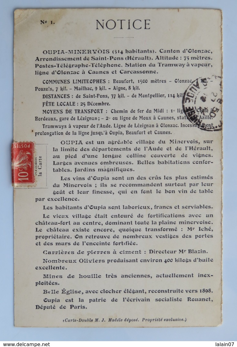 C. P. A. : 11 OUPIA : La Gare, Avenue D'Olonzac, En 1912 - Autres & Non Classés