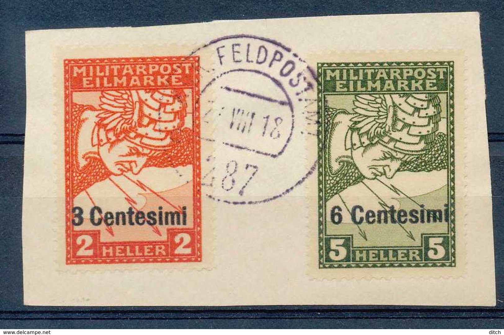 D - [74374]N° 21/22, Timbres Journaux Surchargés En Cenetesimi, Sur Fragment Avec Obl FELDPOST, Rare Ainsi - Occ. Autrichienne