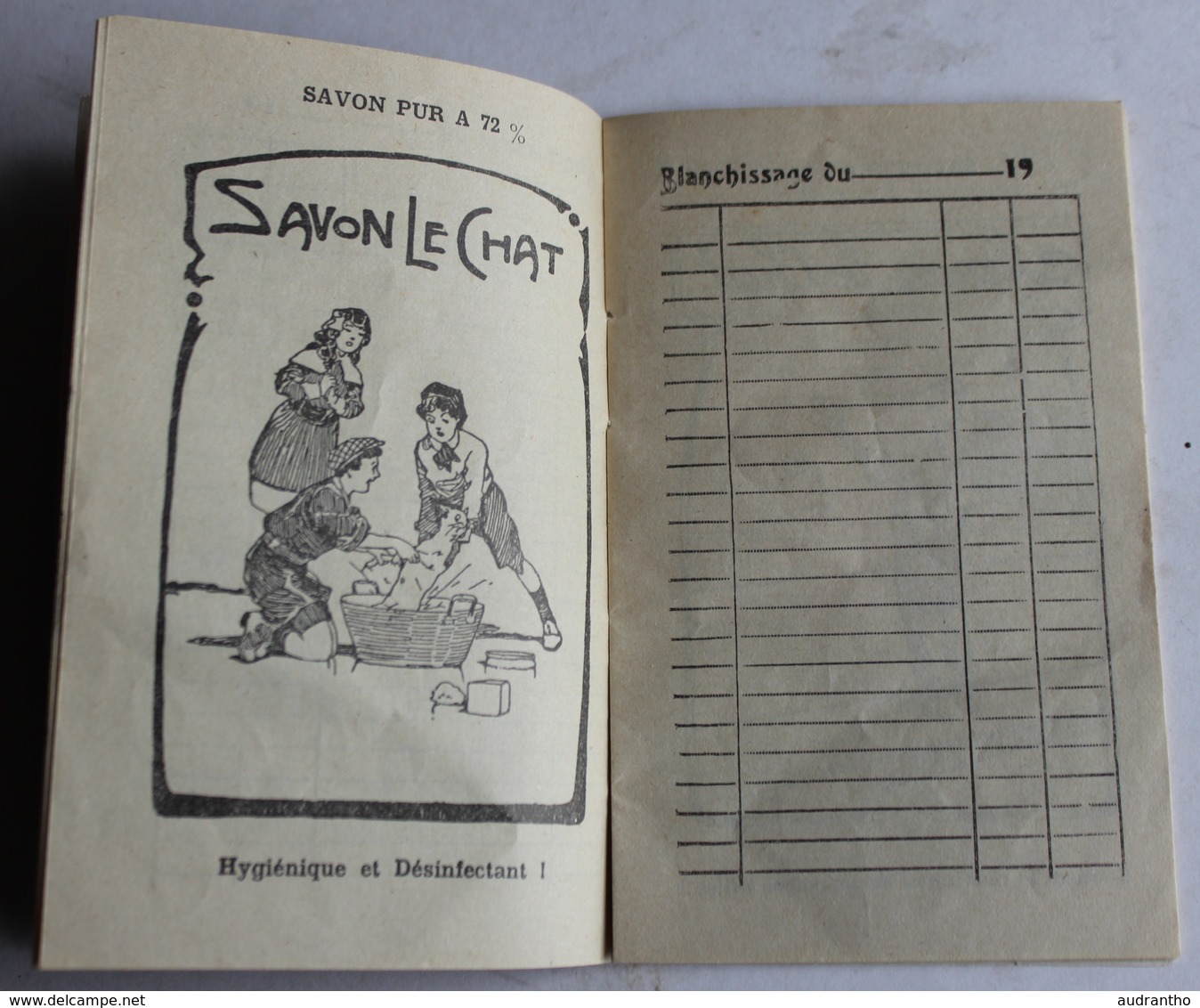 Beau Calendrier Publicitaire 1929 Savon Le Chat C. Ferrier & Cie Marseille Carnet De Blanchissage Illustrations - Autres & Non Classés