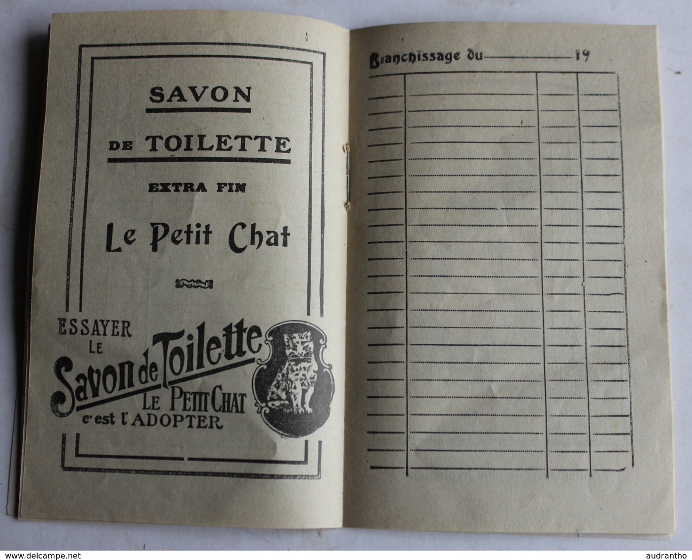 beau calendrier publicitaire 1929 savon le chat C. Ferrier & Cie Marseille carnet de blanchissage illustrations