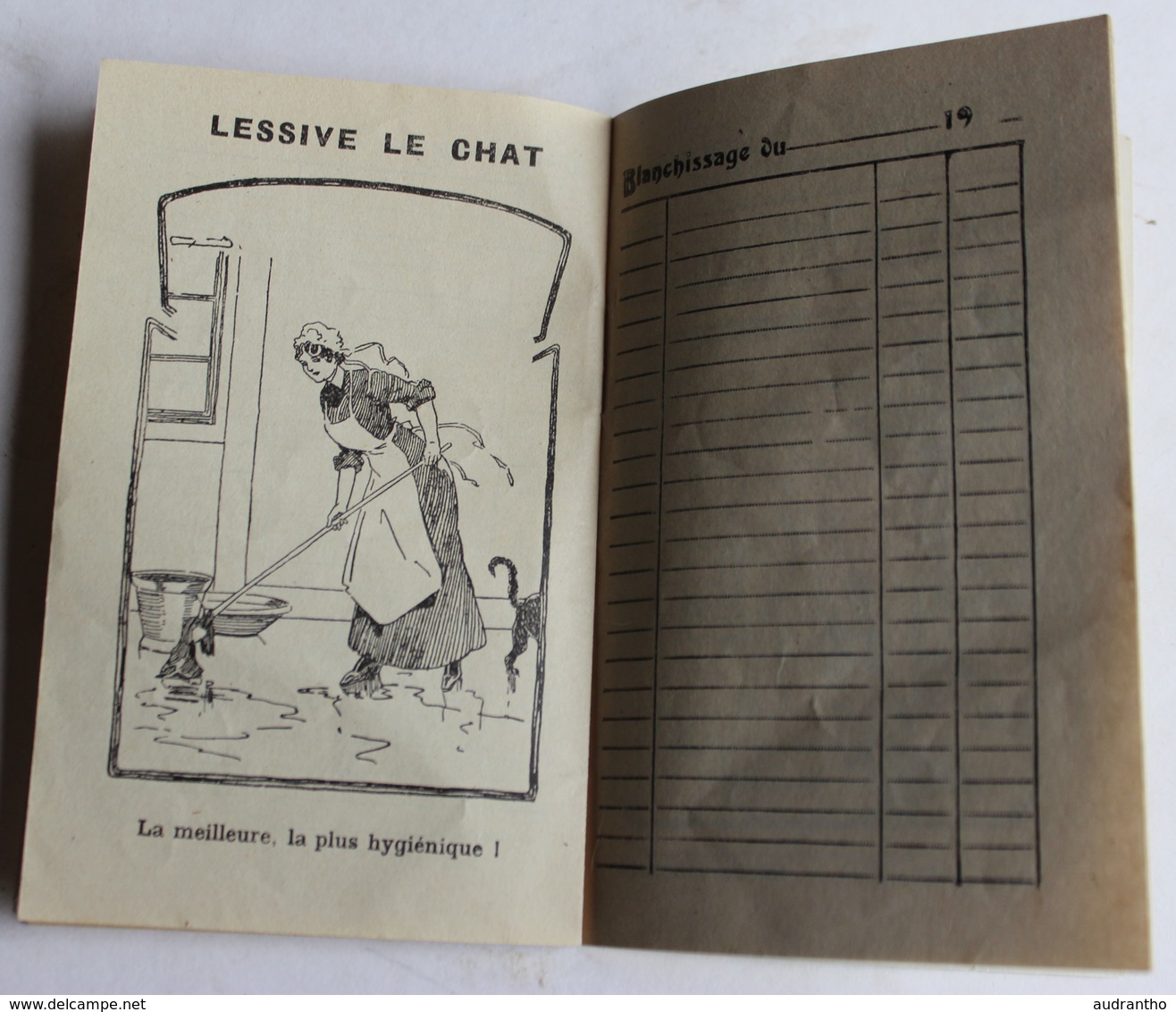 beau calendrier publicitaire 1929 savon le chat C. Ferrier & Cie Marseille carnet de blanchissage illustrations