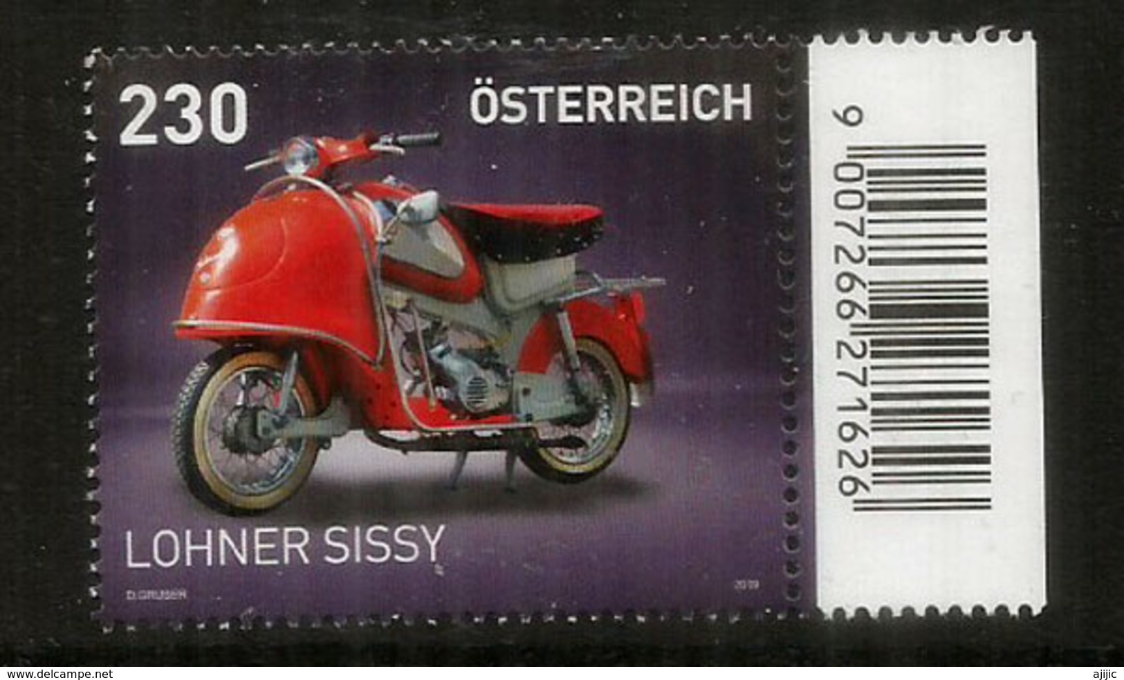 Lohner Sissy Classic Motorcycle From Austria.  Mint ** Stamp High Face Value . Year 2019 - Moto