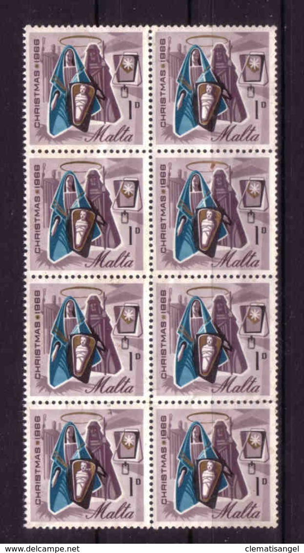 191e * MALTA * 8er BLOCK WEIHNACHTEN 1968 ** !! - Malta