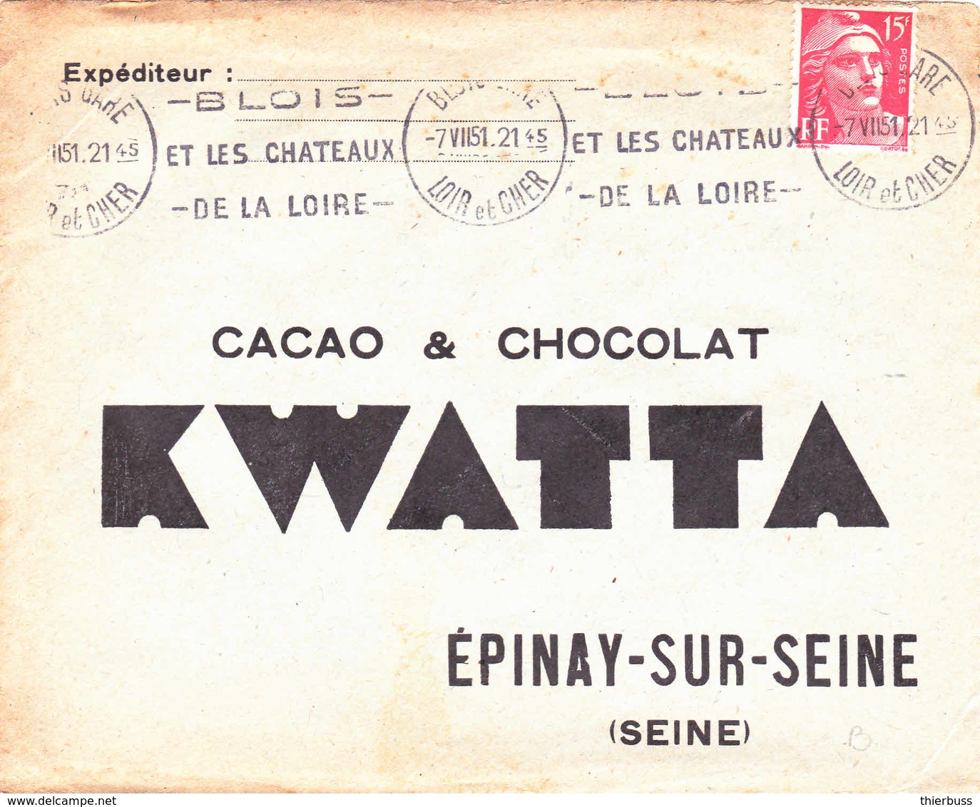 Gandon 1951 Blois Loir Cher Illustrée Cacao Chocolat - Mechanical Postmarks (Advertisement)