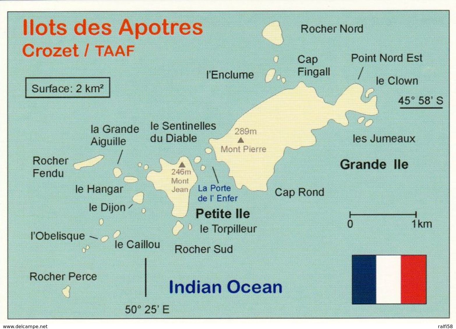 1 MAP Of Apotres Islands Zu Den Crozet Inseln * TAAF * Inselgruppe Im Indischen Ozean * - Cartes Géographiques