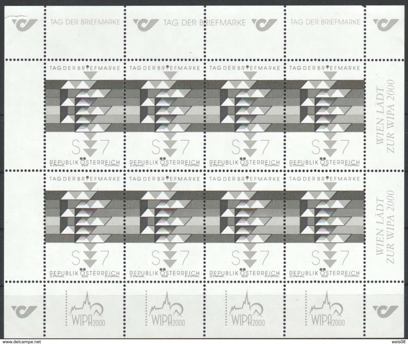 Österreich 2000:  Block  "Tag Der Briefmarke" Schwarzdruck Gez. Postfrisch (siehe Foto/Scan) - Ungebraucht