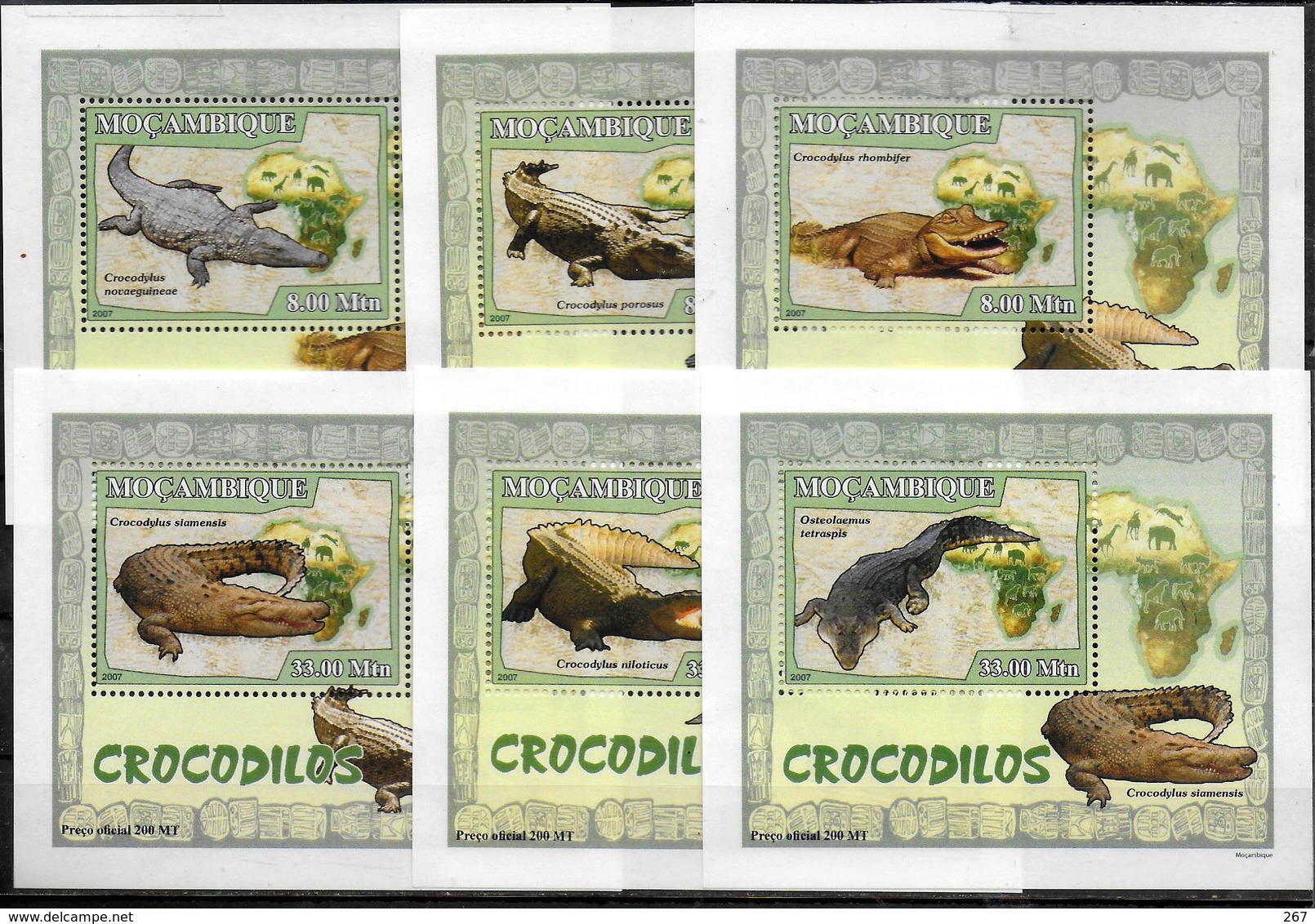 MOZAMBIQUE  BF Luxe N° 2384/89 * *  Crocodiles - Autres & Non Classés