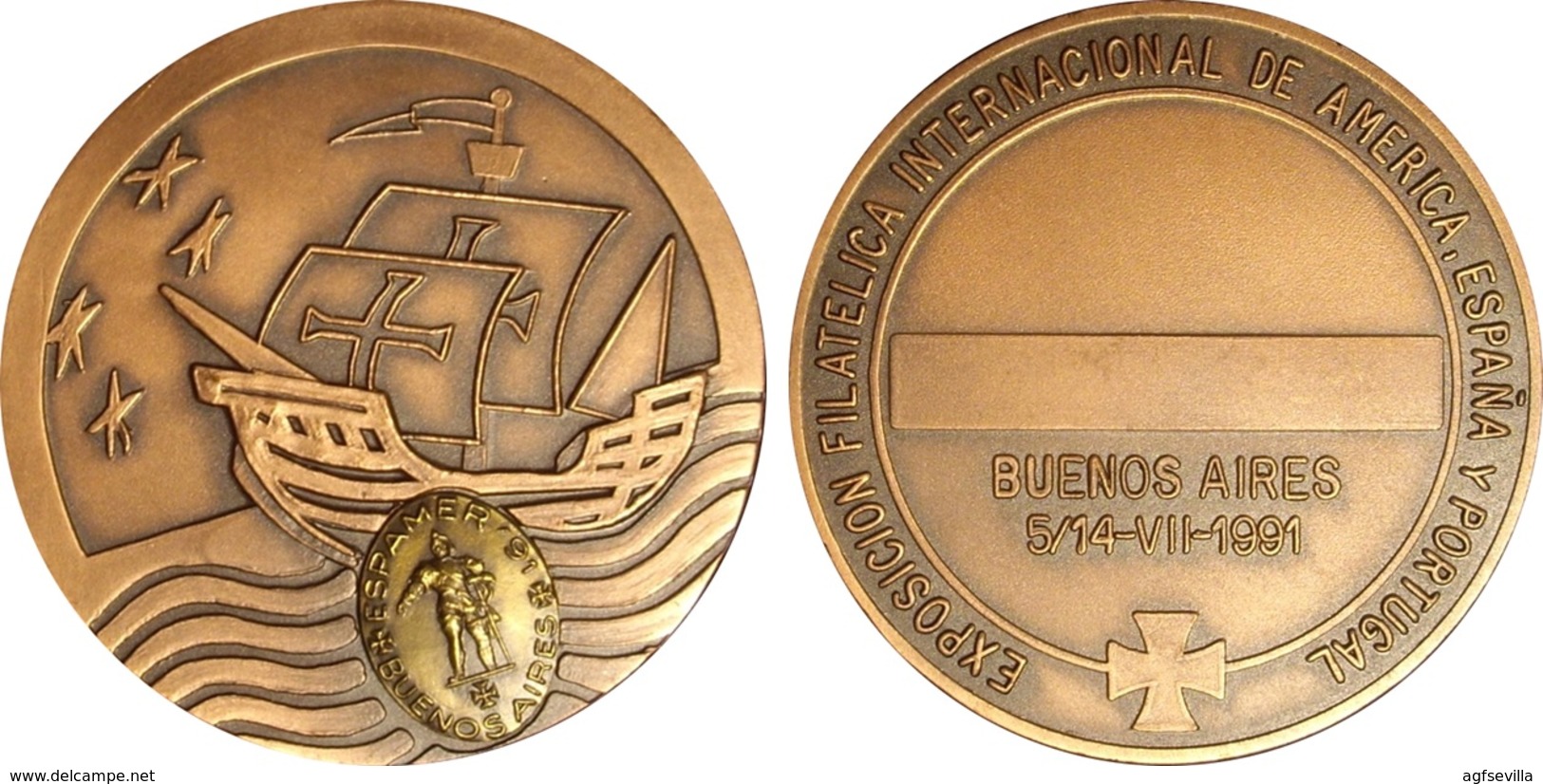 ESPAÑA. MEDALLA EXPOSICIÓN ESPAÑA-AMÉRICA. BUENOS AIRES. 1.991. CON FUNDA ORIGINAL. ESPAGNE. SPAIN MEDAL - Professionnels/De Société