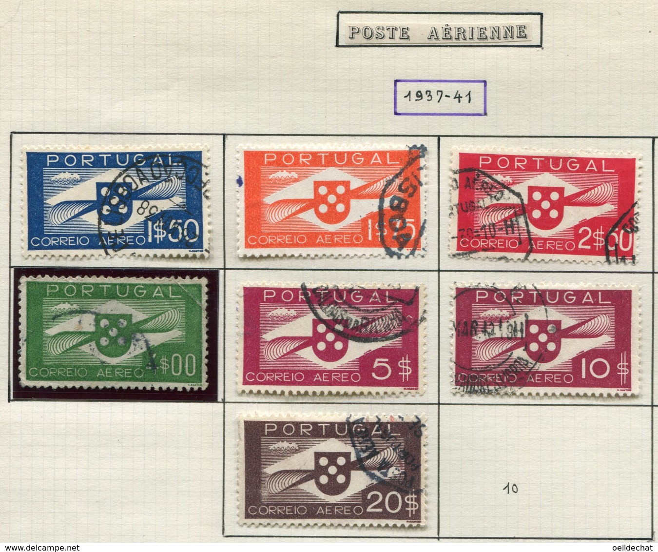 12423 PORTUGAL  PA 1/10 Sauf 4, 8, 10  ° 1937-41  B/TB - Oblitérés