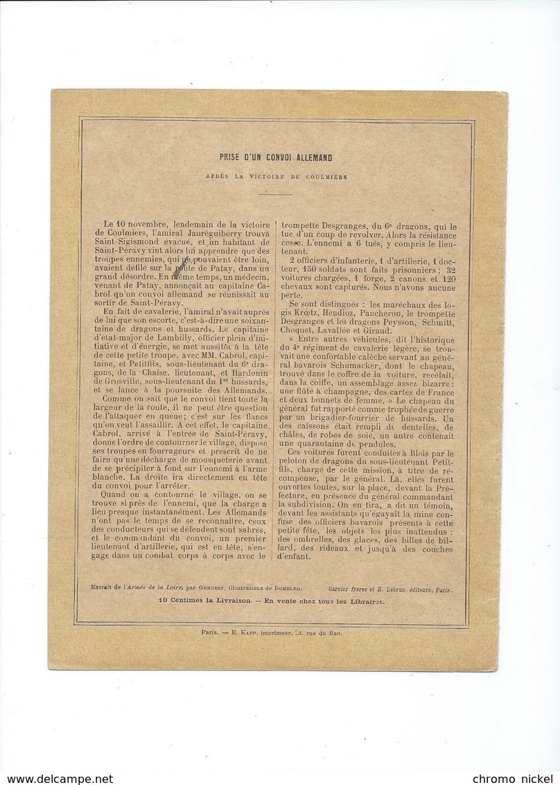 Guerre 1870-71 Deutschland Krieg Prise D'un Convoi Allemand Couverture Protège-cahier Bien +/- 1900 3 Scans - Protège-cahiers