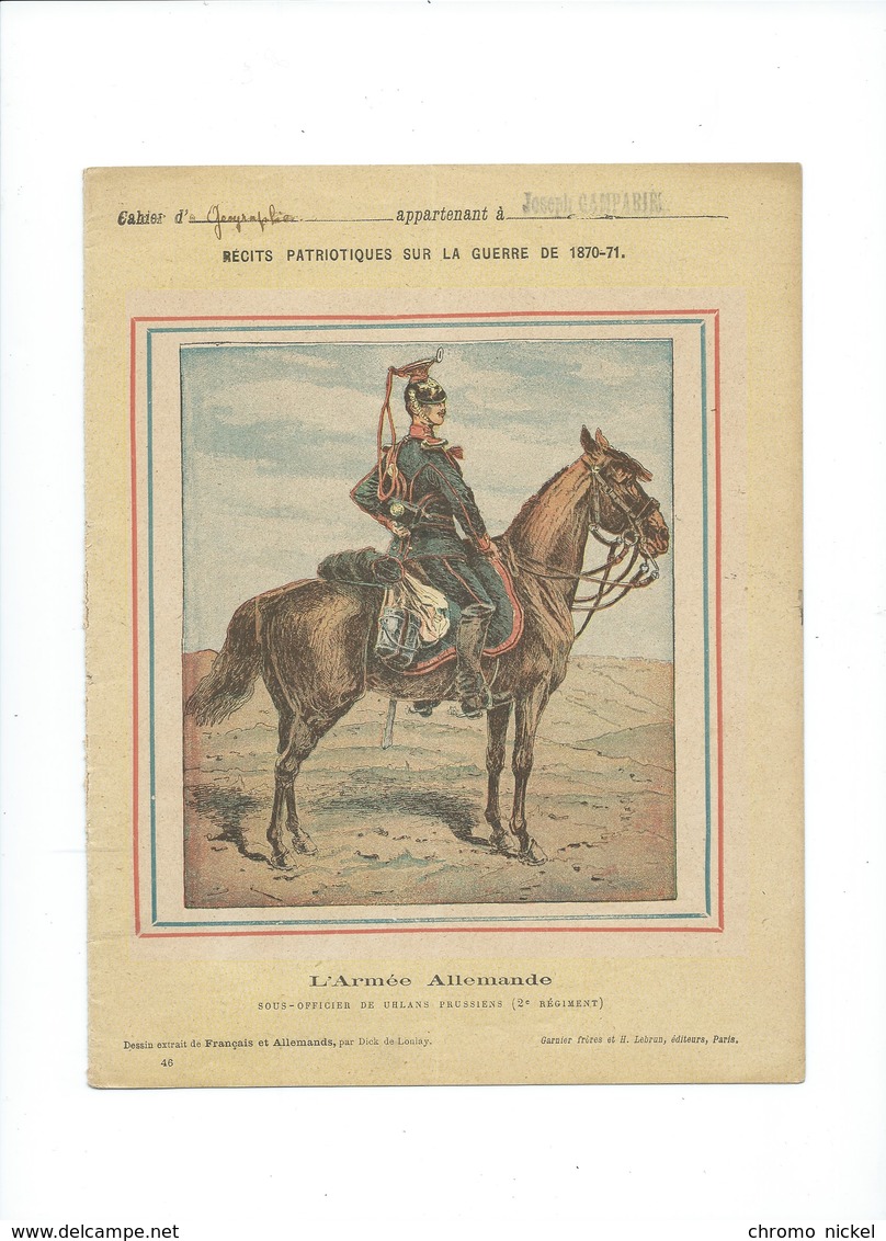 Guerre 1870-71 Deutschland Krieg Armée Allemande Hulan Prussien Couverture Protège-cahier Bien +/- 1900 3 Scans - Protège-cahiers