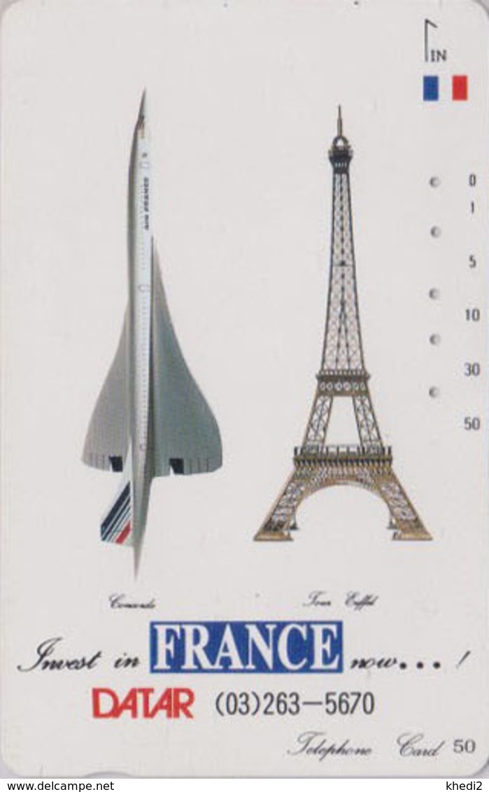 RARE Télécarte Japon / 110-89053 - AVION - CONCORDE & TOUR EIFFEL - PLANE AIRLINES Japan Phonecard - FLUGZEUG -  2245 - Avions