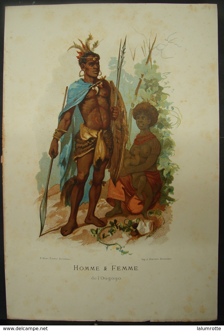 PDGL. 12. Homme Et Femme De L'Ougogo. P. Maes éditeur à Bruxelles. Imprimerie : A. Mertens, Bruxelles - Estampes & Gravures