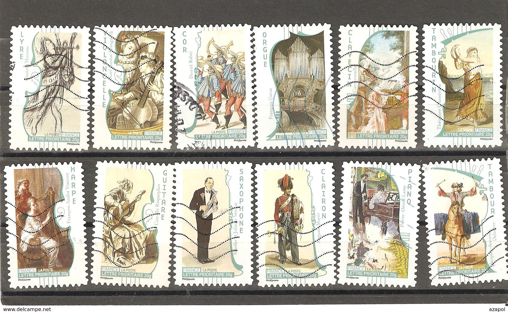 France: Full Set Of 12 Used Stamps, Music And Musicants, 2010, Mi#4807-4818 - 2010-.. Matasellados