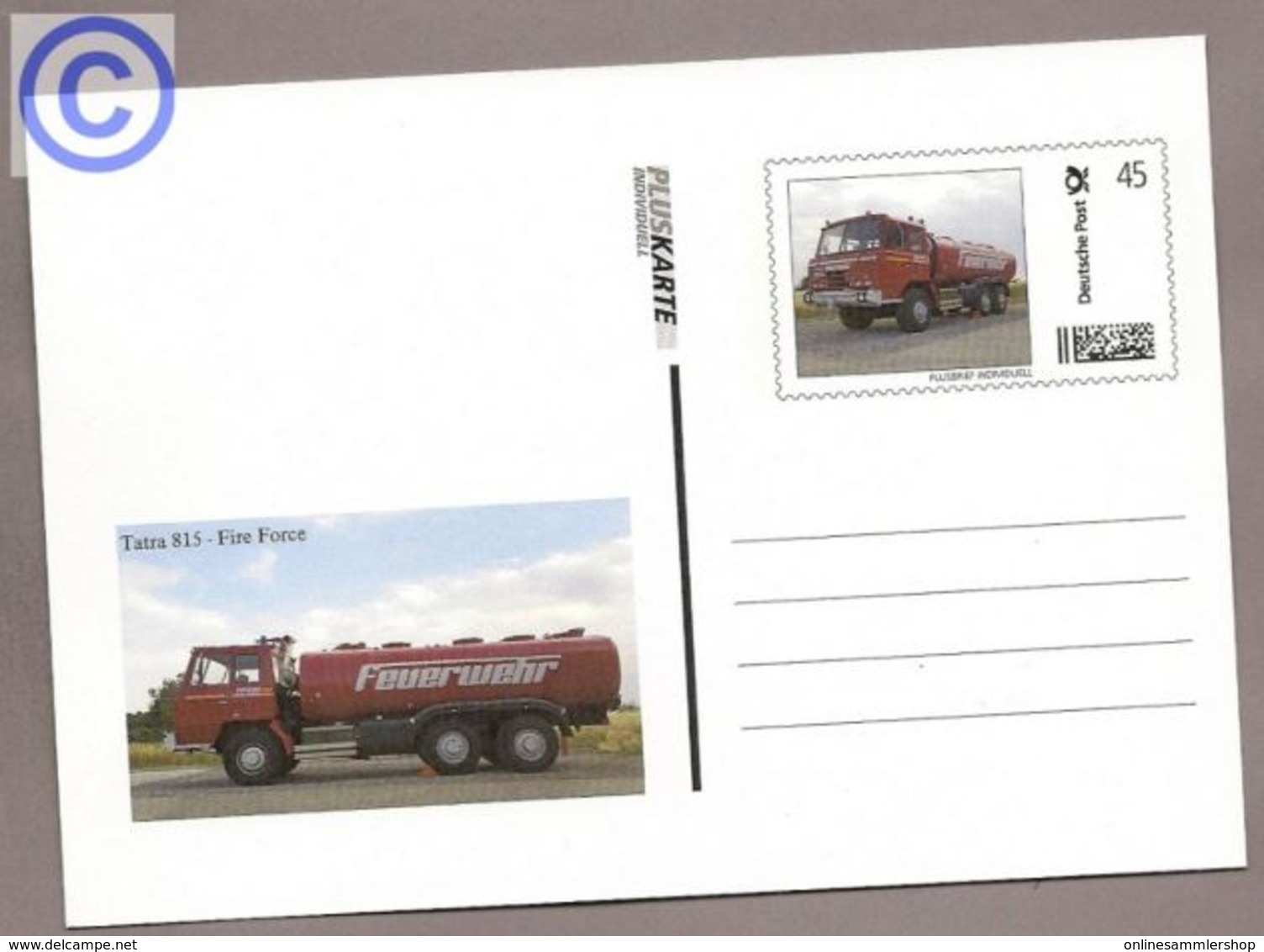 BRD - Pluskarte Individuell - Tankwagen Tatra 815, Fire Truck, Feuerwehr - Firemen