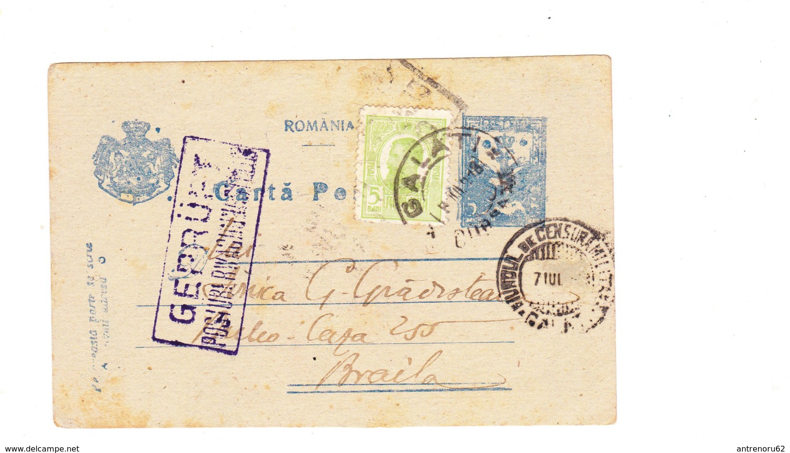 POSTCARD-ROMANIA-1918-FIRST-WAR--CENZURA-CENSOR-SEE-SCAN - Covers & Documents