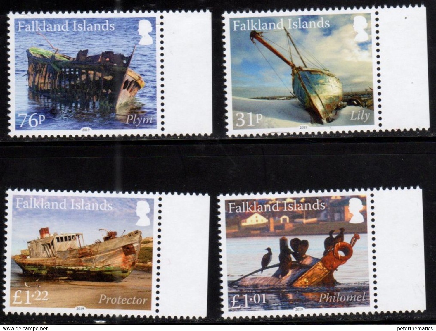 FALKLAND ISLANDS ,2019, MNH, SHIPS, SHIPWRECKS,BOATS, BIRDS,  4v - Ships