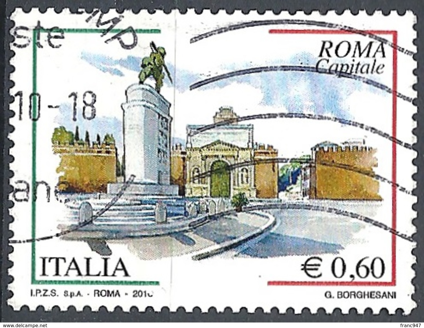 Italia, 2010 Roma Capitale 0.60 € # Sassone 3192 - Michel 3402 - Scott 3021  USATO - 2001-10: Used