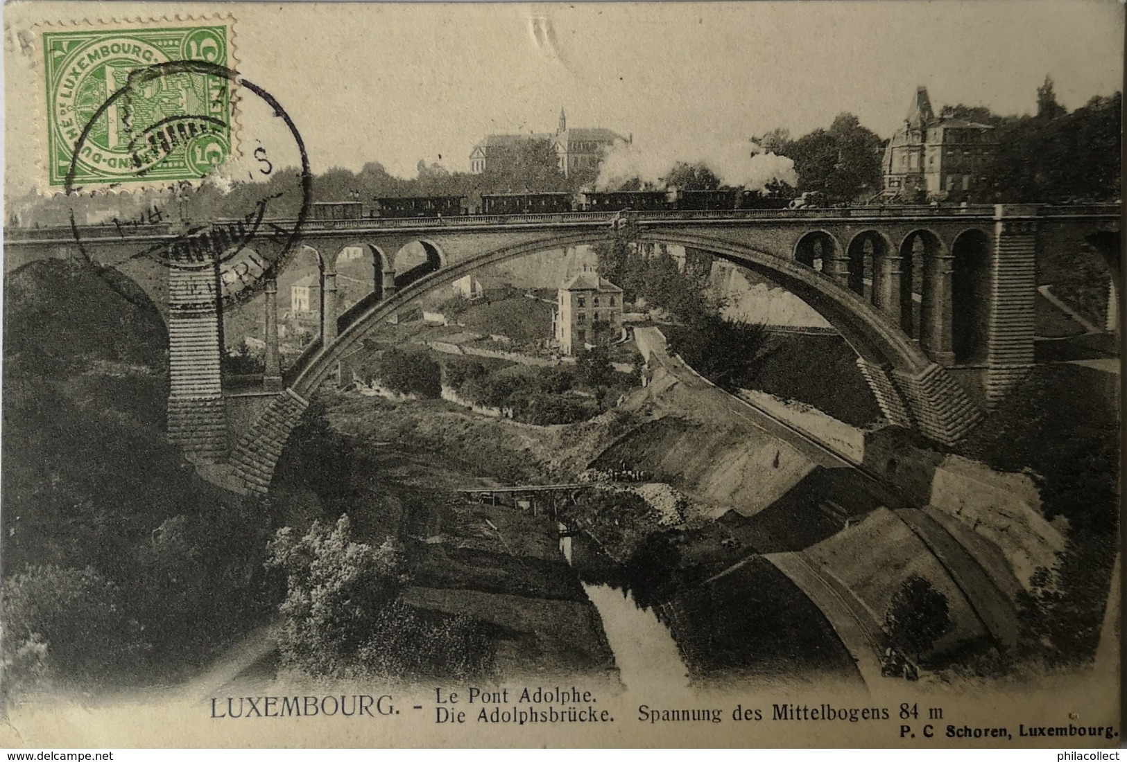 Luxembourg  // Pont Adolphe - Adolphsbrucke - Spannung 84 M (dampfloc - Zug) 1908 - Luxemburg - Stad