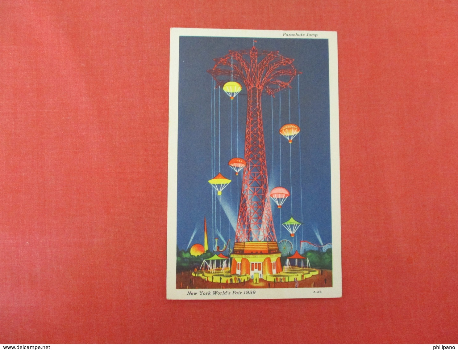 Night View Parachute Jump  NY Worlds Fair  1939        Ref 3284 - Exhibitions