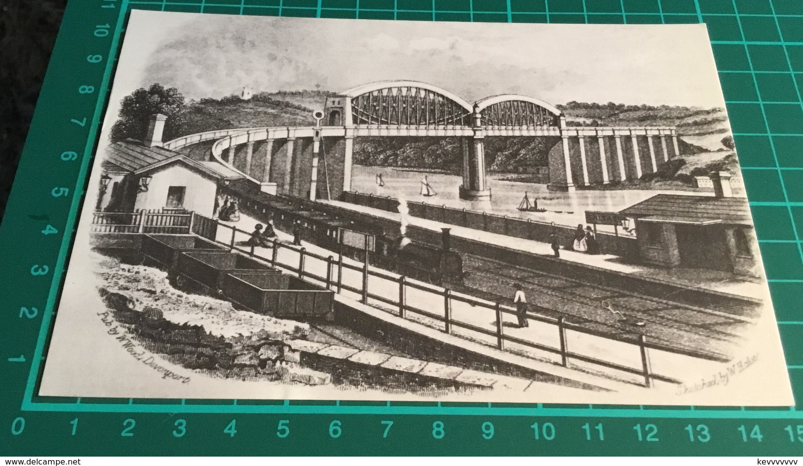 A Sketch By W. Hake Of Brunel’s The Royal Albert Bridge Over The Tamar ~ In Foreground Trin Rests At Saltash Station - Structures