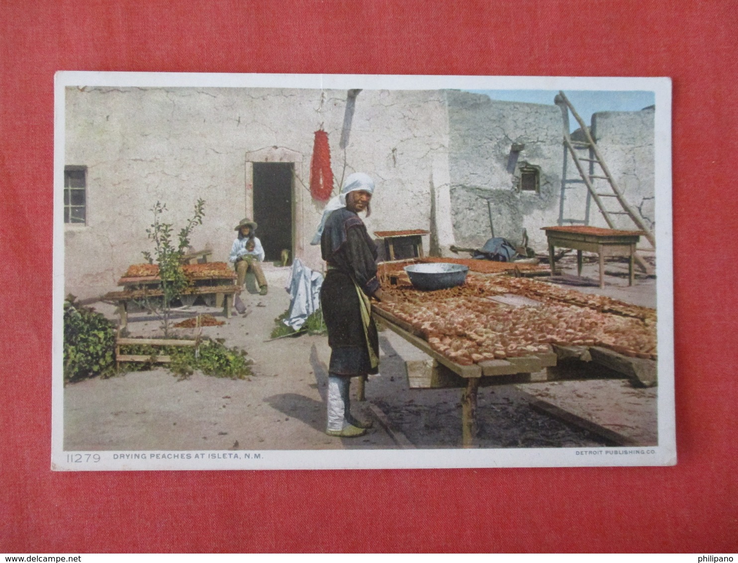 Drying Peaches At Isleta NM  Detroit Publisher     Ref 3284 - Native Americans