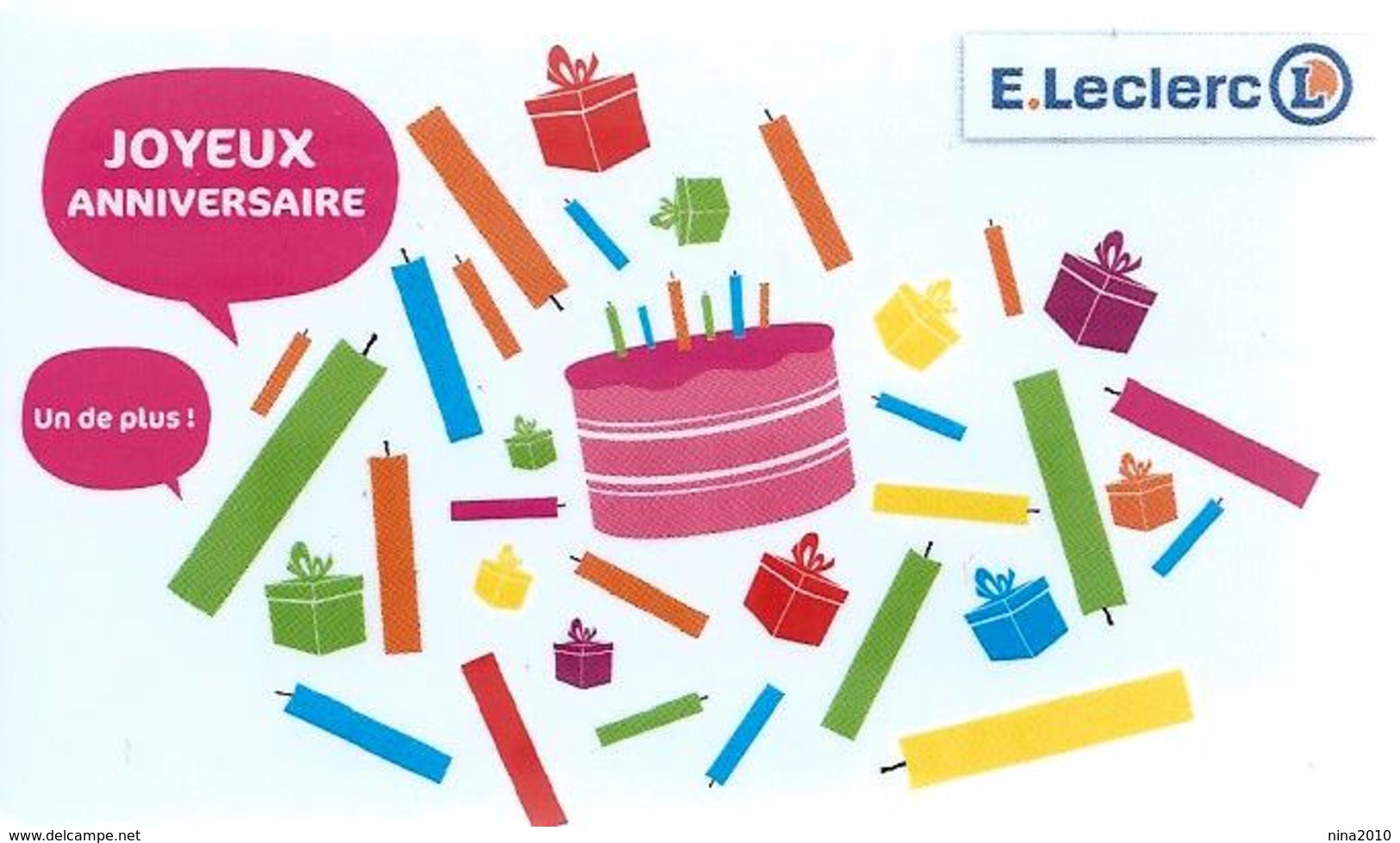 Carte Cadeau - E. LECLERC - Joyeux Anniversaire - Nouveau Logo - GIFT CARD /GESCHENKKARTE - Gift Cards