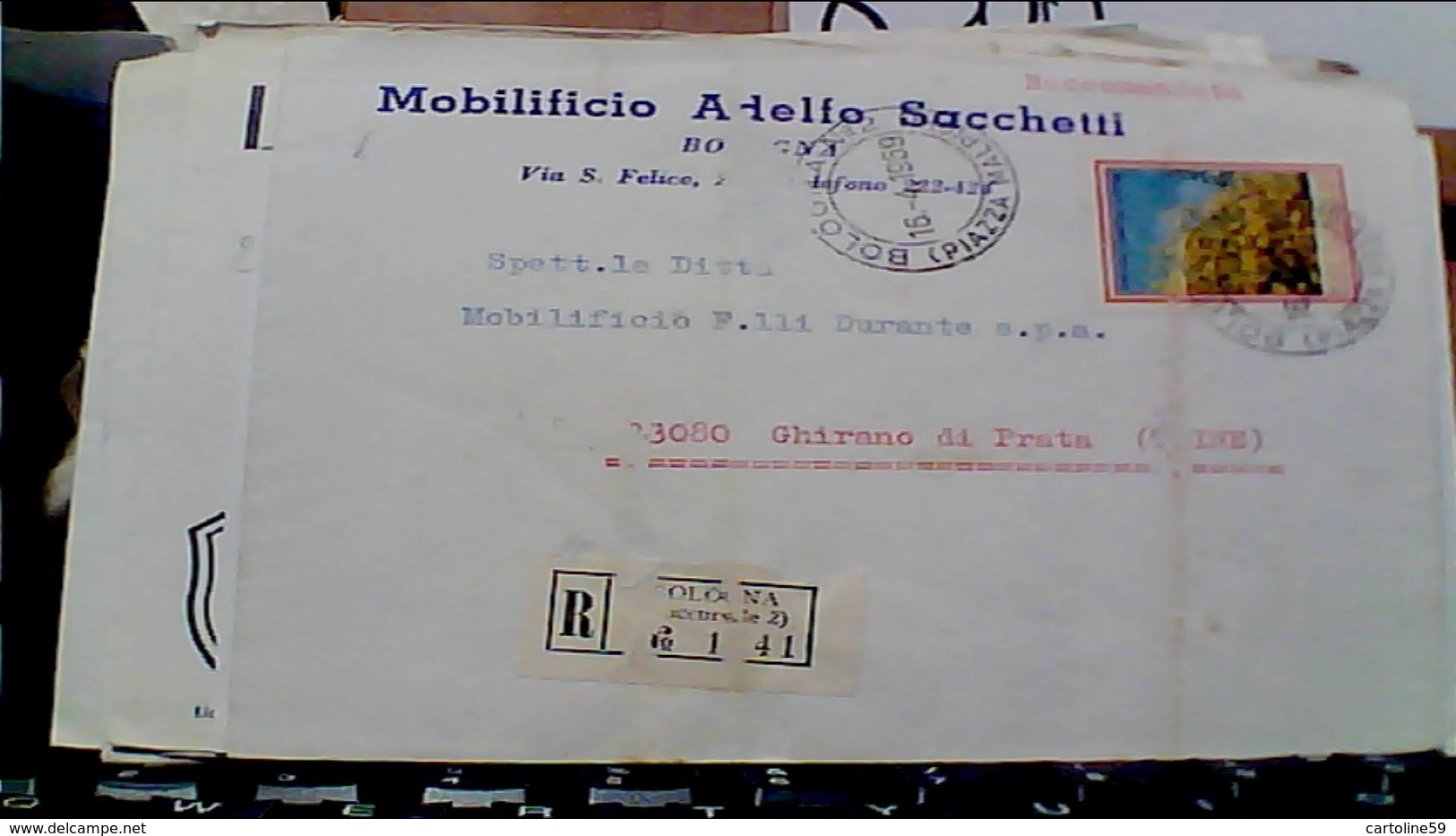 BOLOGNA DITTA MOBILIFICIO A SACCHETTI MOBILI BUSTA RACCOMANDATA  180 LIRE GINESTRA VB1971 HB9241 - Bologna