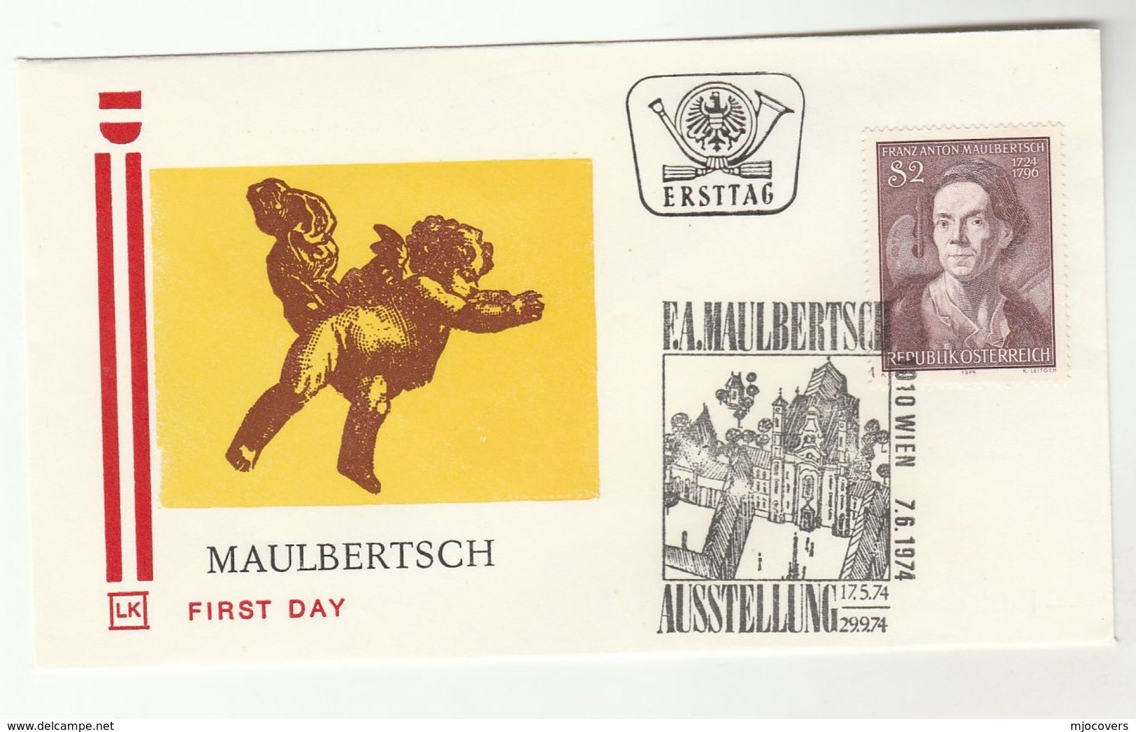 1974 Special FDC MAULBERTSCH Art Stamps Cover AUSTRIA - Other & Unclassified