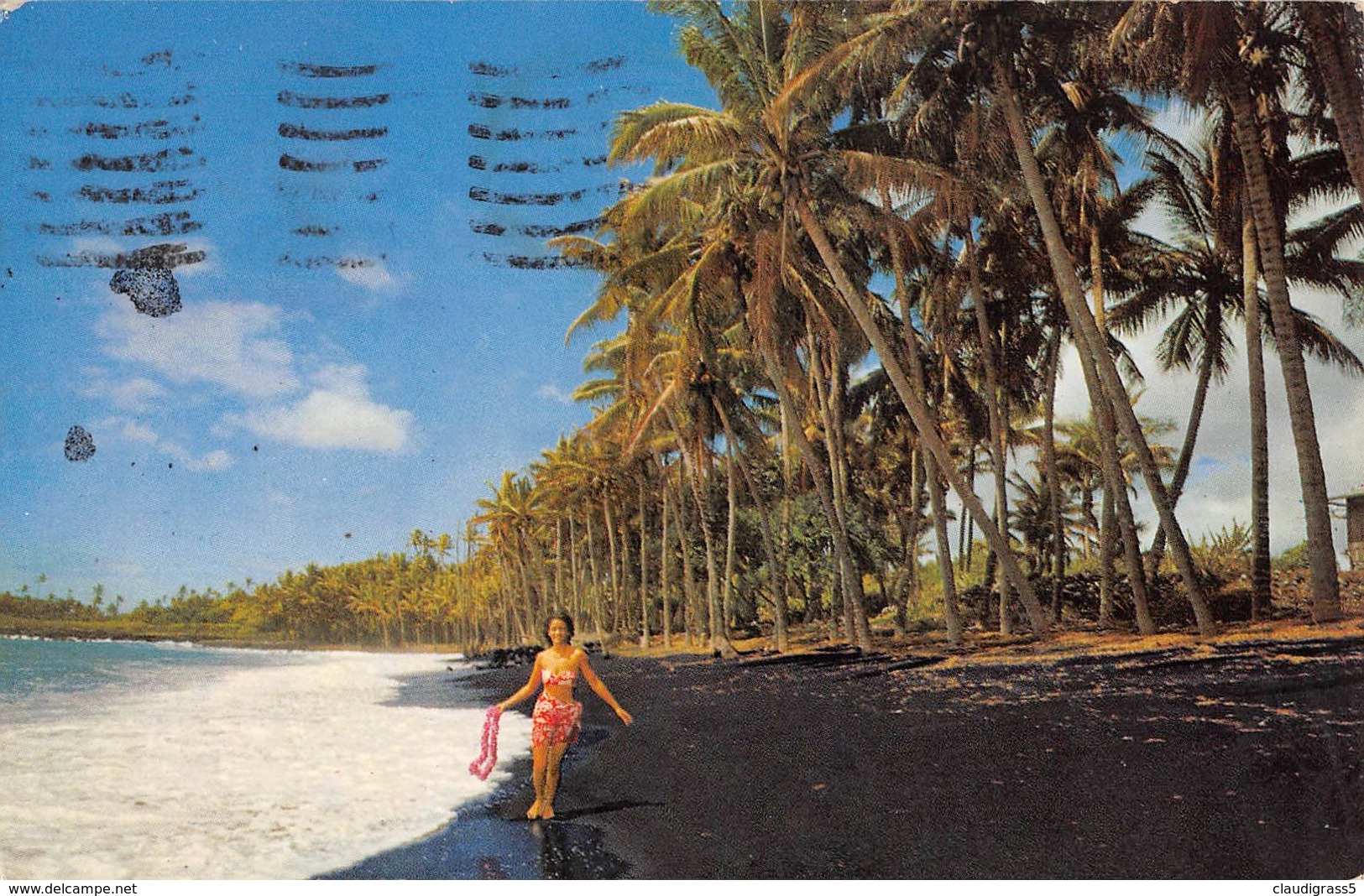 0383 "BLACK SAND BEACH - KALAPANA - HAWAY" CART. ORIG. SPED. 1972 - Altri & Non Classificati