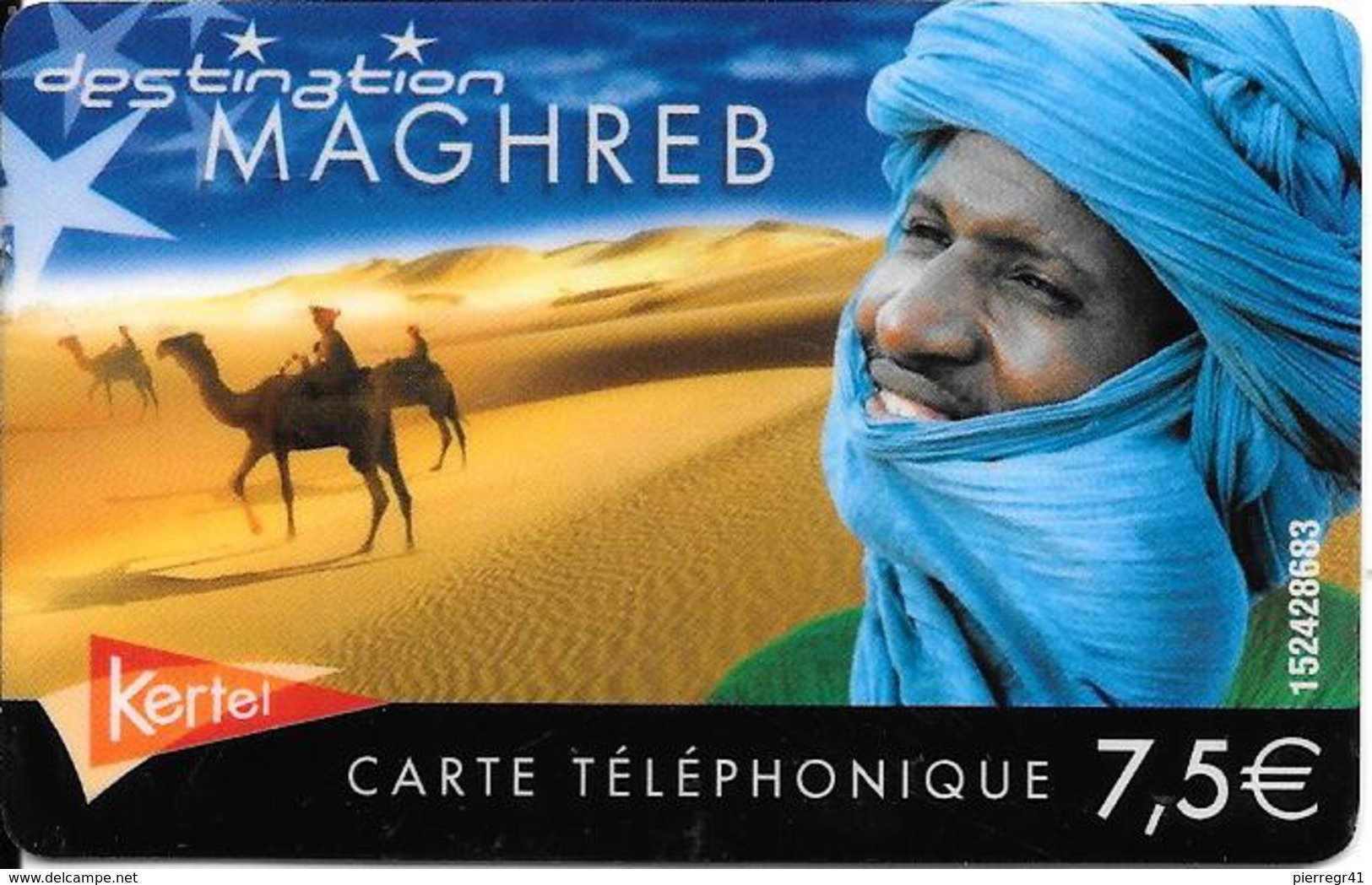 CARTE PREPAYEE-KERTEL-7.5€-MAGHREB-V° Blanc -N°sur Fond Blanc T BE- - Autres & Non Classés