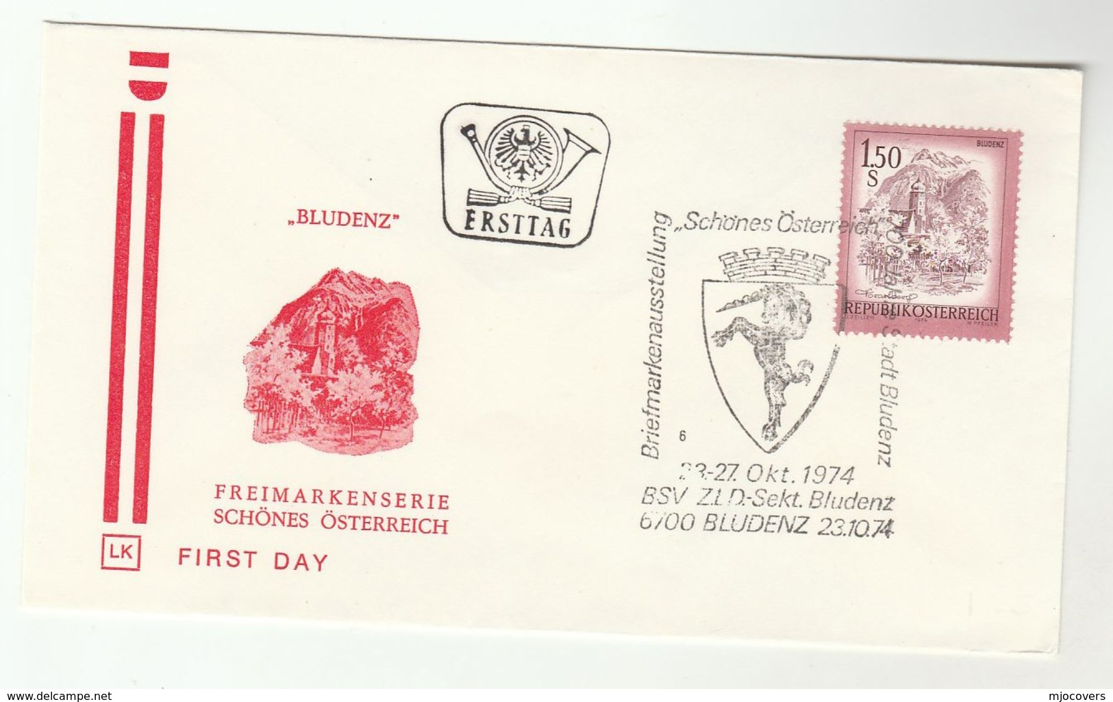1974 Special FDC UNICORN Pmk BLUDENZ  Stamps AUSTRIA Cover - Mitología