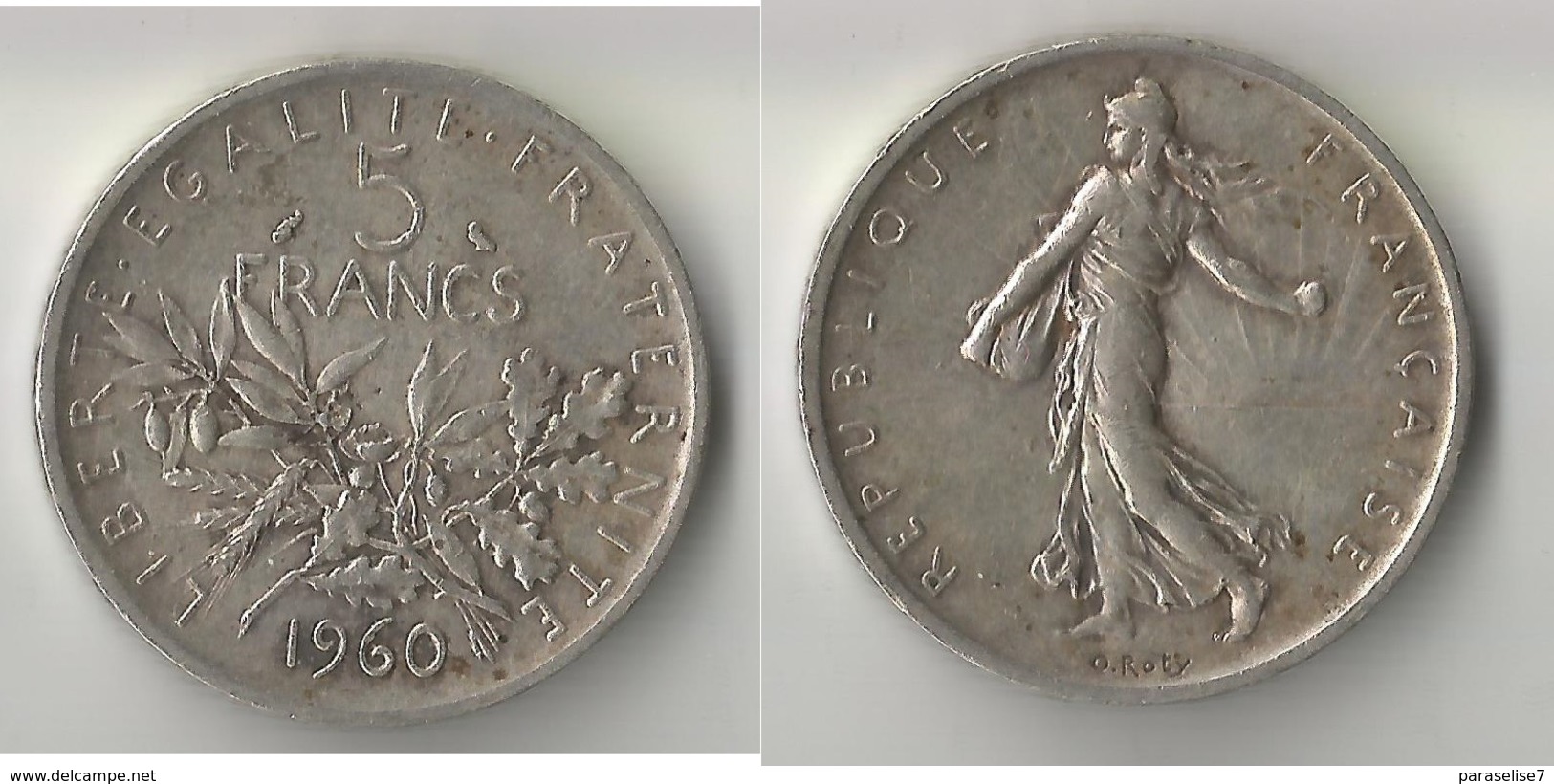 FRANCE 5 FRANCS 1960  ARGENT - 5 Francs