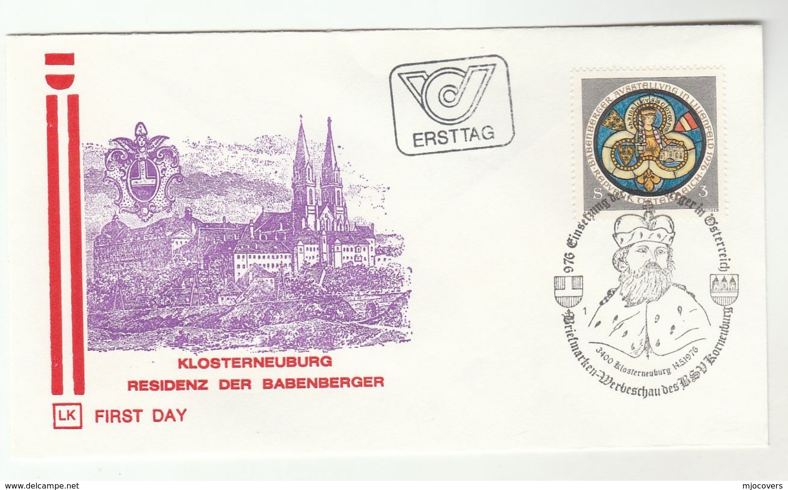 1976 Klosterneuburg Special FDC  BABENBERG ROYALTY HERALDIC Stamps AUSTRIA Cover Illus ABBEY Church Religion - Chiese E Cattedrali