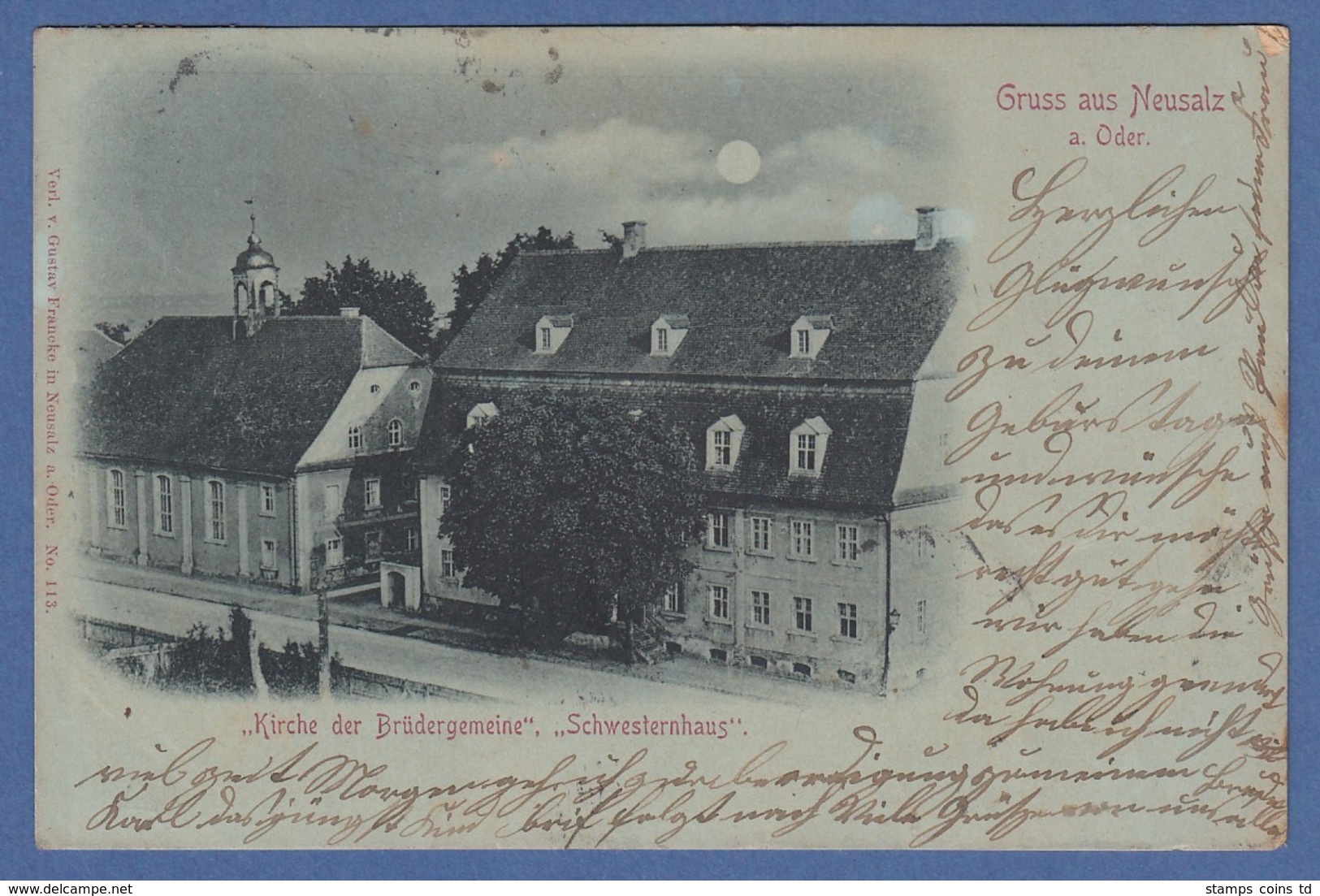 AK Gruss Aus Neusalz A. O. Kirche Der Brüdergemeine Schwesternhaus Gelaufen 1898 - Autres & Non Classés