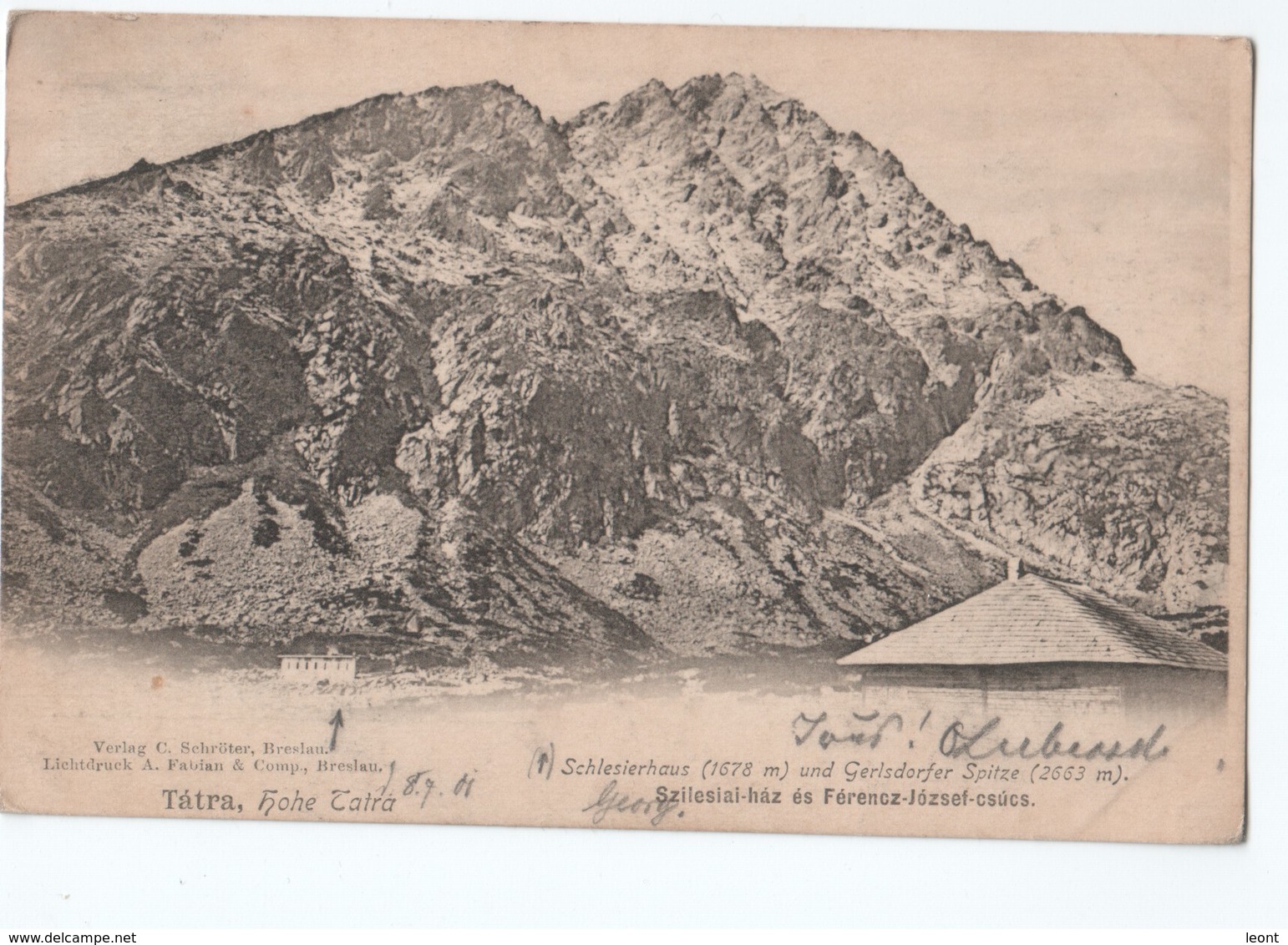 Slovakia - Tatra - Hohe Tatra - Schleiserhaus Und Gerlsdorfer Spitze - 1901 - Slovaquie